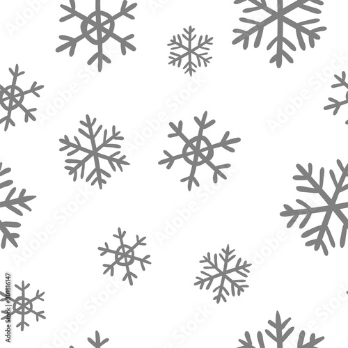 Snowflakes seamless patter. Christmas and winter snow texture background.