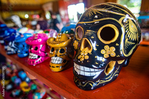 Skull Sale at Day of the Dead in Mexico