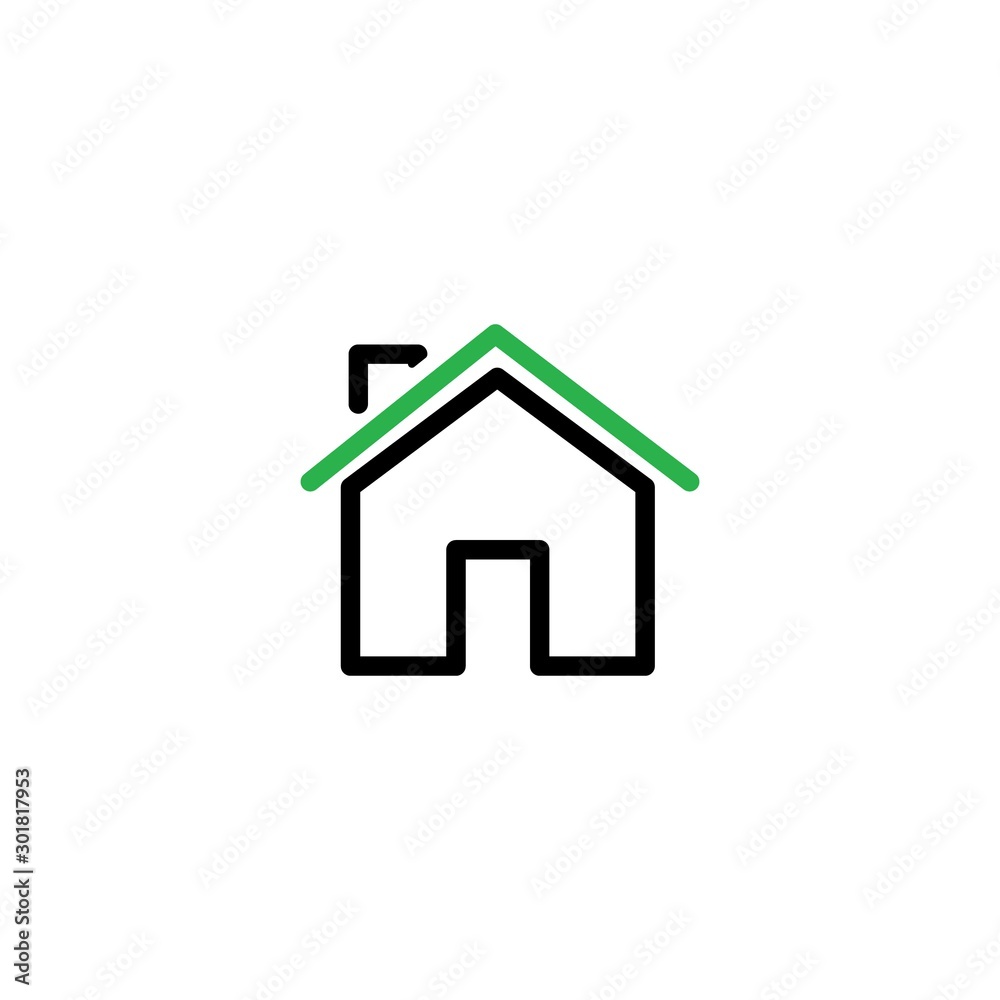 House icon. Simple icon in black and green colors. House icon. Simple icon in black and green colors.