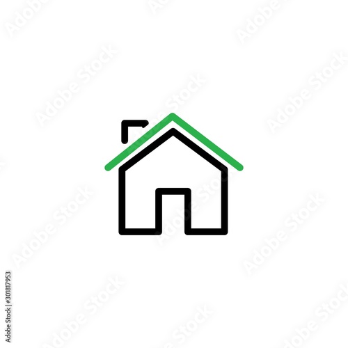 House icon. Simple icon in black and green colors.