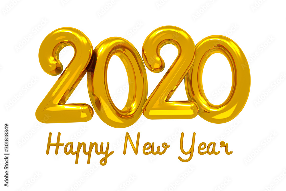 Happy New Year 2020 Creative Design Concept,greeting card Modern 3d calligraphy