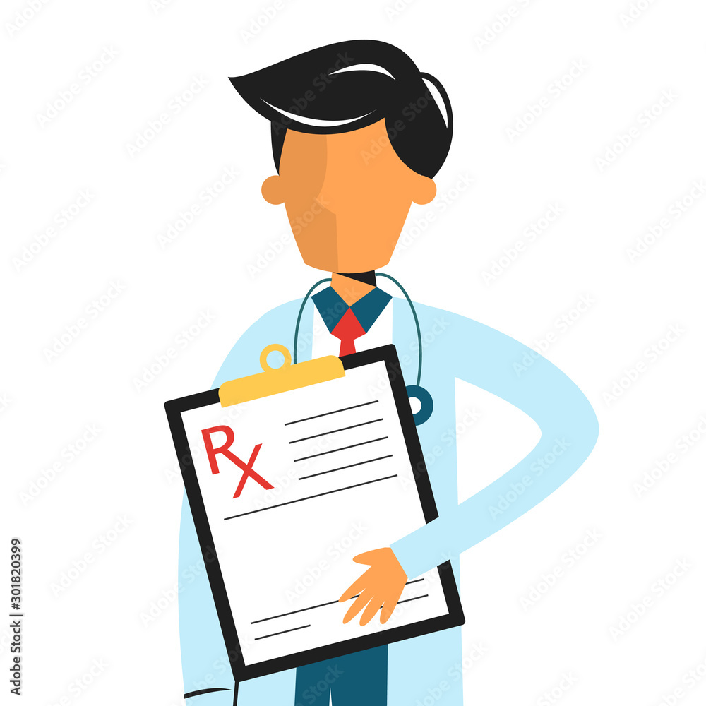 Medical prescription. A white empty document form