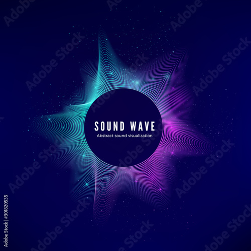 Splash of digital audio data. Sound Waves visualization. Electronic music equalizer. Vector