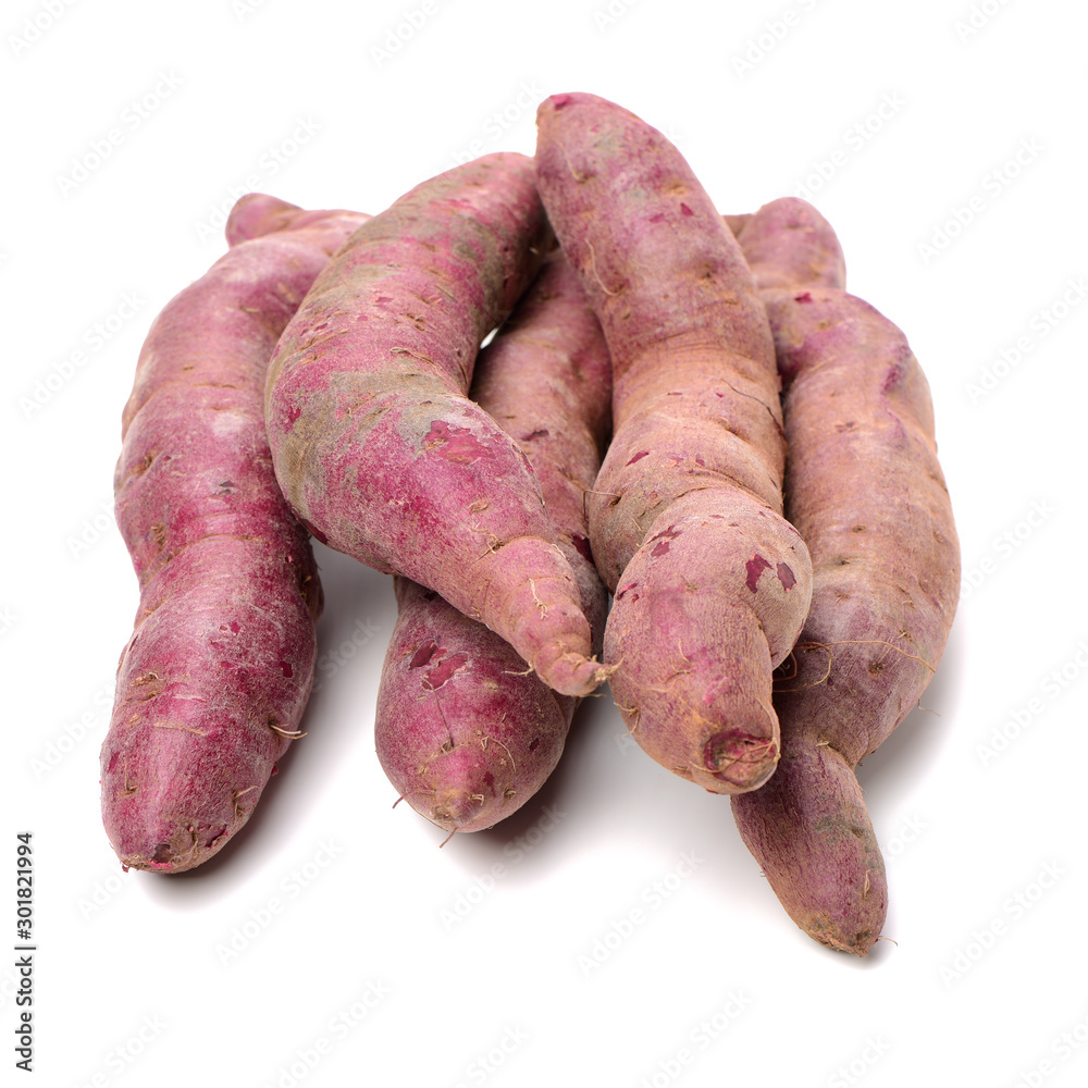 Purple Colored Sweet Potatoes on White background Purple Colored Sweet Potatoes on White background