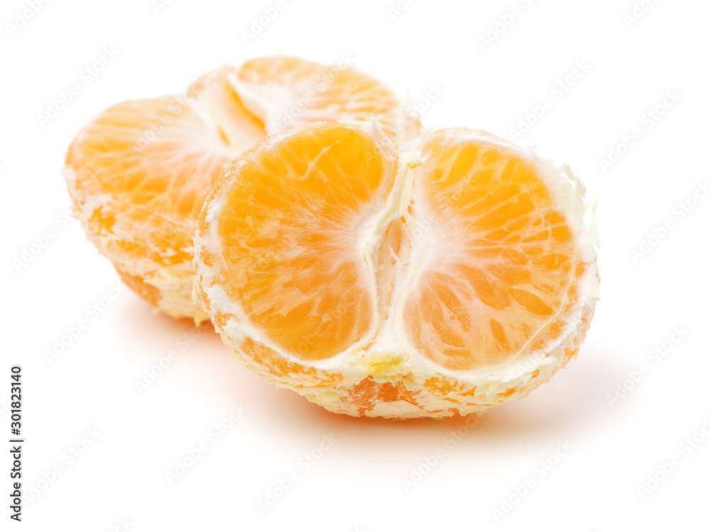 Tangerine peeled on white background Tangerine peeled on white background