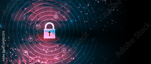 Cybersecurity and information or network protection. Future technology web services for business and internet project