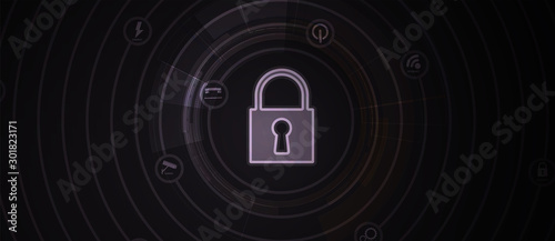 Cybersecurity and information or network protection. Future technology web services for business and internet project