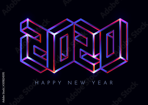 2020 Happy New Year neon sign