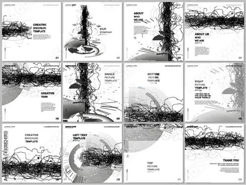 Brochure layout of square format covers design templates for square flyer leaflet, brochure design, report, magazine cover. Digital technology concept. Futuristic background for future concept.