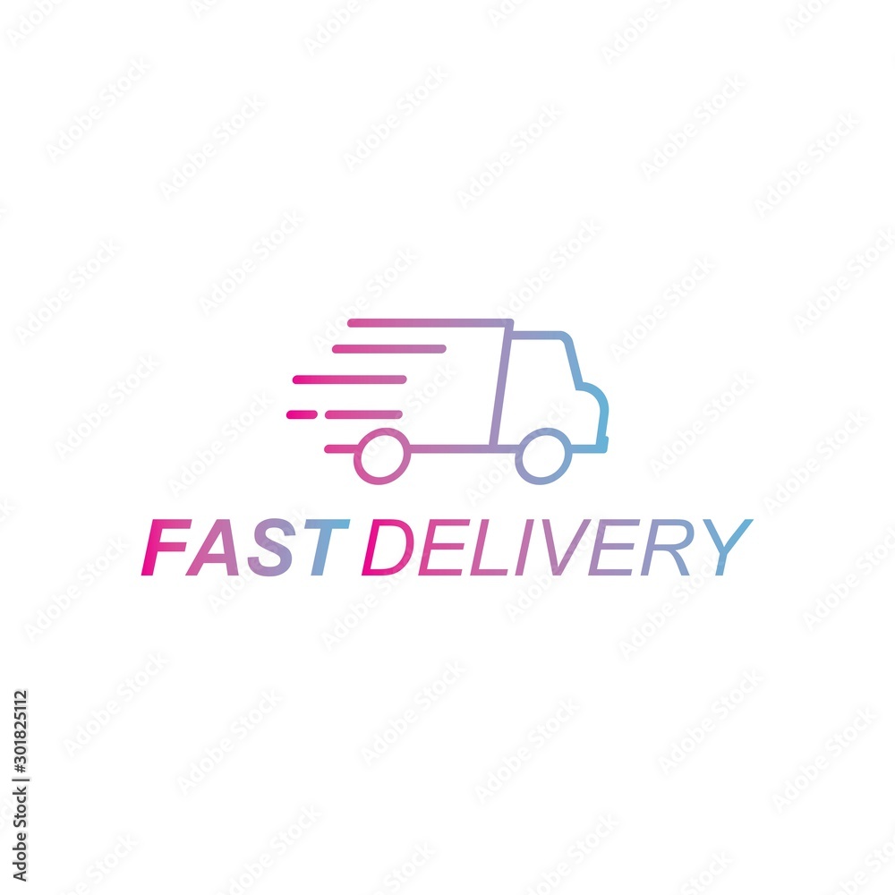 Fast delivery Service Logo With Transport Car Vector Design Template