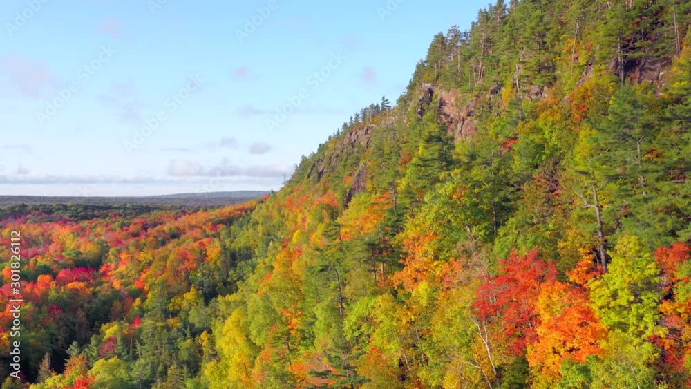 Amazing Autumn scenery, forests, valleys, and cliffs of Upper Michigan's Keweenaw Peninsula, Fall colors, aerial view. Amazing Autumn scenery, forests, valleys, and cliffs of Upper Michigan's Keweenaw Peninsula, Fall colors, aerial view.