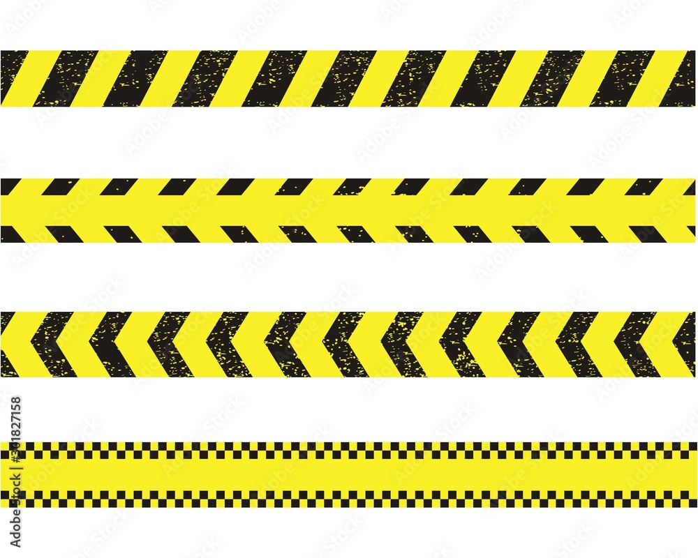 Yellow and Black Barricade Construction Tape Collection. police stripe ...