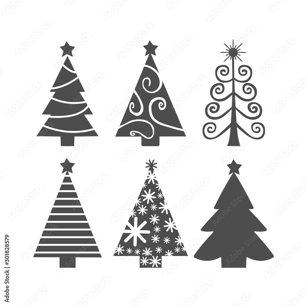 Christmas tree. Set. Vector icon isolated on white background. Christmas tree. Set. Vector icon isolated on white background.