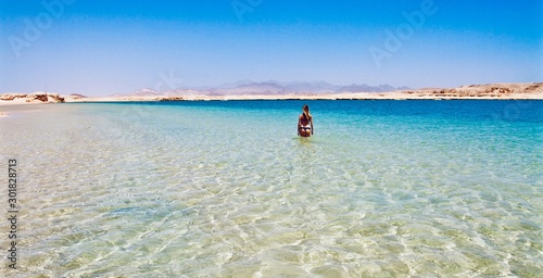 Beautiful girl on the beach, Ras Mahomed National Park, Egypt  photo