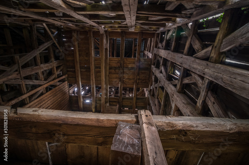 Abandoned old wooden Catholic church