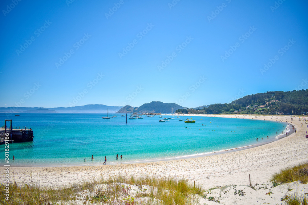 Praia de Rodas beach in islas Cies, Vigo. Spain