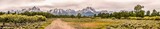 Panoramic view of Grand Teton range in Grand Teton National Park