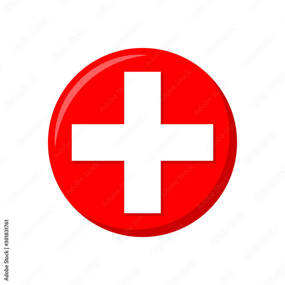 Obraz premium Red medical cross icon - vector.