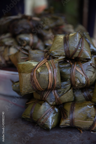 Variety of Snacks steamed in Banana Leaf - not showing steam
