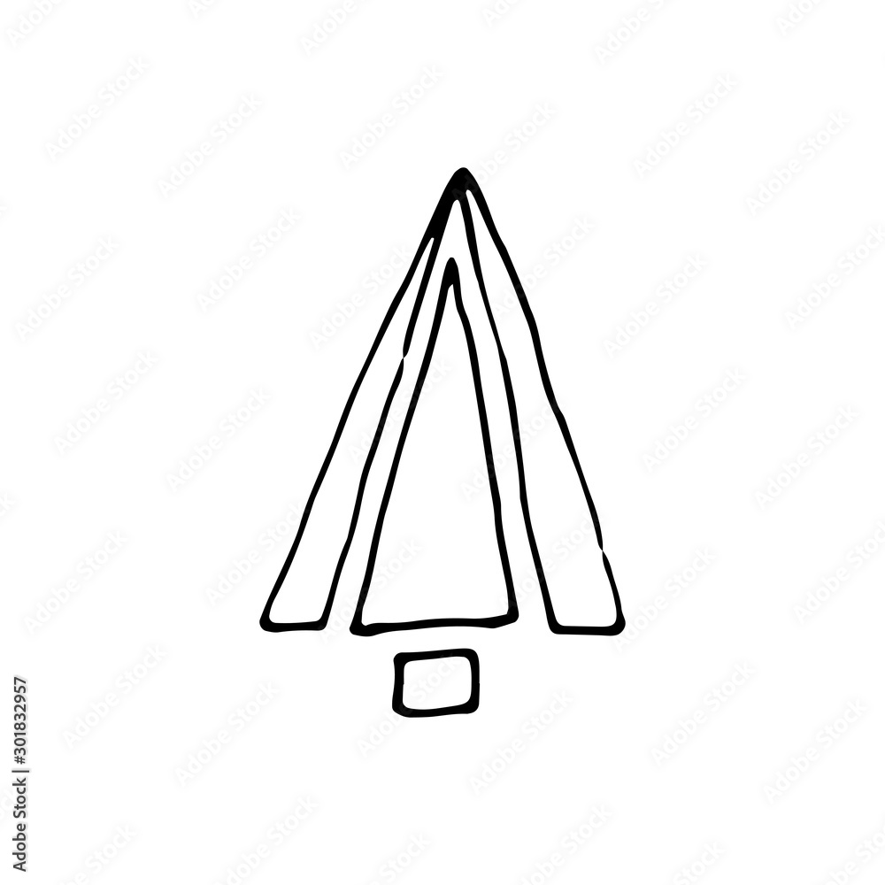Hand drawn doodle of Christmas and Holidays trees. Trees for New Year and Christmas greeting cards, wrapping holiday design. Vector art illustration. Hand drawn doodle of Christmas and Holidays trees. Trees for New Year and Christmas greeting cards, wrapping holiday design. Vector art illustration.