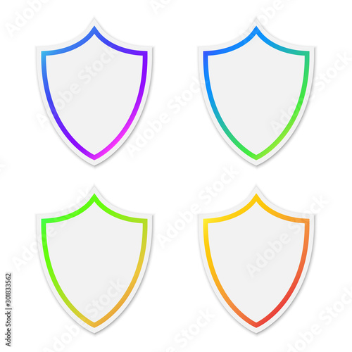 Set of colorful vector Shield icons.