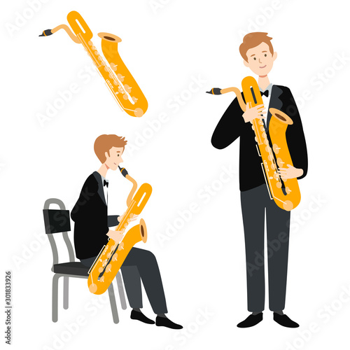Illustration of isolated musician on white background