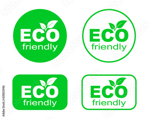 Set of green ECO stickers. Eco Friendly Environment