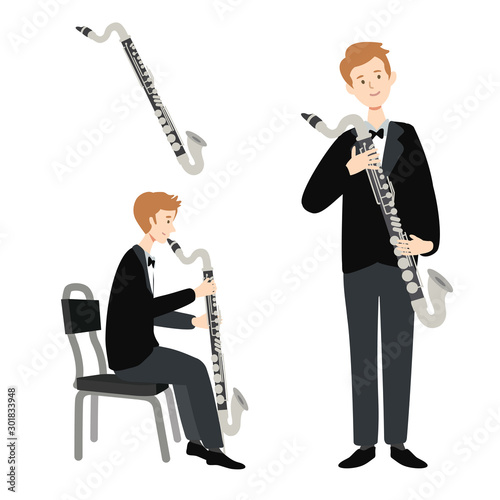 Illustration of isolated musician on white background
