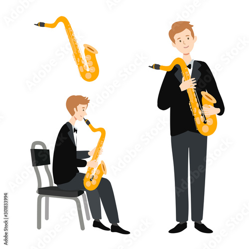 Illustration of isolated musician on white background