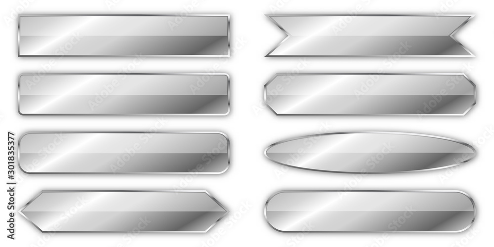 Set of silver banners isolated - vector.