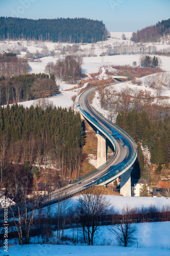 Bundesstraße 101 Winter - Markersbach Schwarzenberg Erzgebirge Sachsen photo