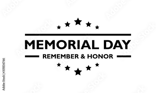 USA Memorial Day logo black on a transparent background. Stock vector. EPS10