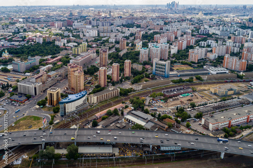 Moscow, top view of a modern city building in Tagansky district © Vorsin