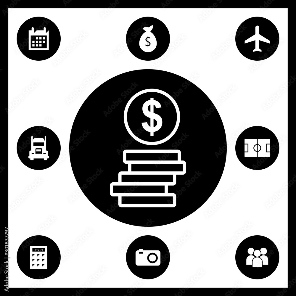Dollar coins outline icon for web and mobile Dollar coins outline icon for web and mobile