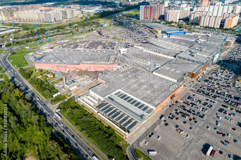 Moscow region, Khimki, top view of the Mega shopping mall - obrazy, fototapety, plakaty 