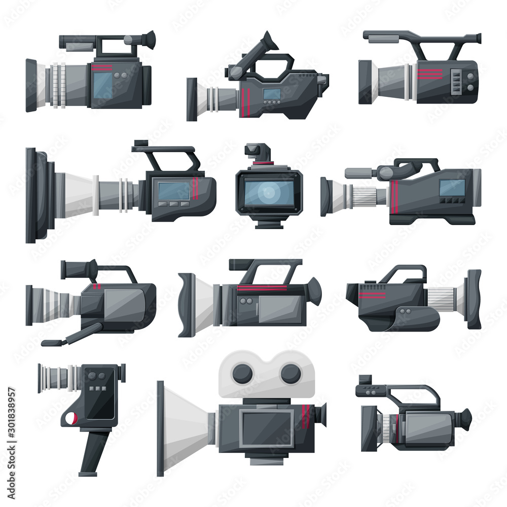 Video camera cartoon vector illustration on white background .Video camera  set icon. Vector illustration camcorder for photo and film. Stock Vector |  Adobe Stock