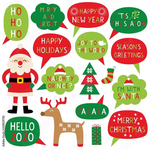 Christmas party photo booth props and clip art set