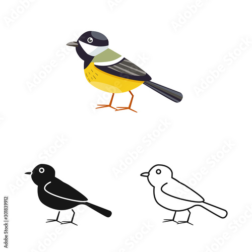 Isolated object of bird and tit symbol. Set of bird and titmouse stock vector illustration.