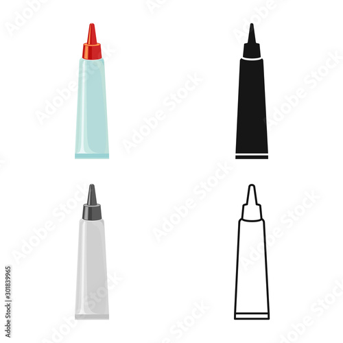 Isolated object of tube and super logo. Graphic of tube and caulk stock vector illustration.