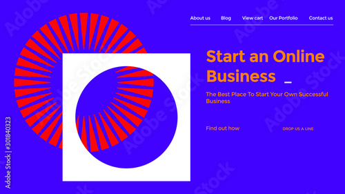 Abstract Vector Colorful Landing Page Template With Geometric Shapes