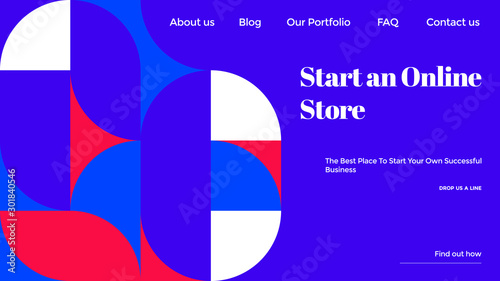 Abstract Vector Colorful Landing Page Template With Geometric Shapes