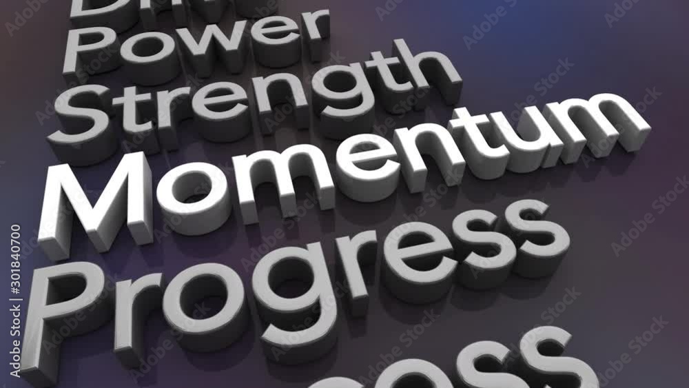 Momentum Strength Progress Toward Goal Words 3d Animation Momentum Strength Progress Toward Goal Words 3d Animation