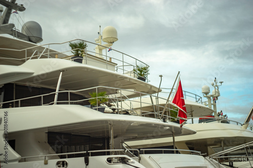 Luxury yacht, white color, detail, northern Mediterranean © Darko Horvatic