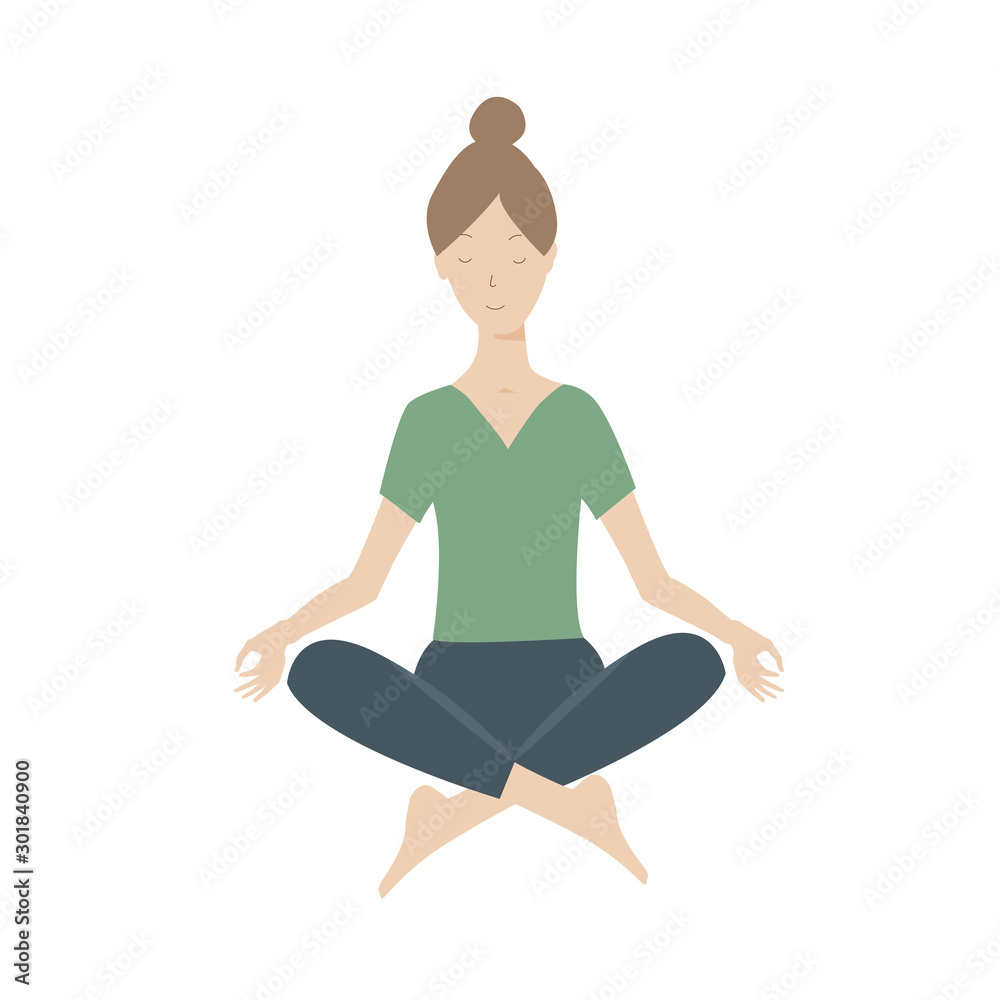 Yoga girl in calm tranquil pose, quiet earth natural colors