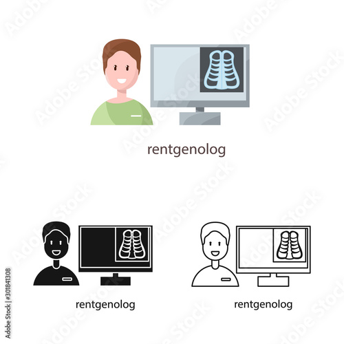 Vector illustration of roentgenology and physician logo. Set of roentgenology and diagnosis stock vector illustration.