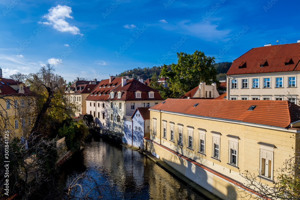 Certovka River And Velkoprevorsky Water Mill In Old Town In Prague In The Czech Republic