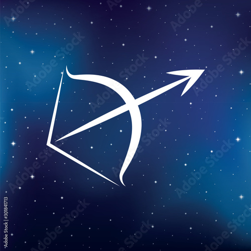 blue zodiac sign sagittarius horoscope in starry sky vector illustration EPS10