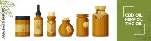 Set jars hemp thc cbd oil