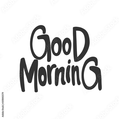 Good Morning. Sticker for social media content. Vector hand drawn illustration design. 