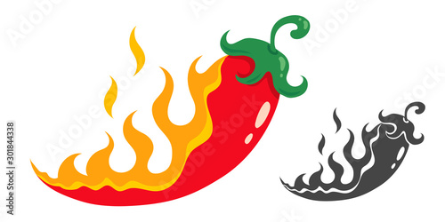 chili pepper in fire